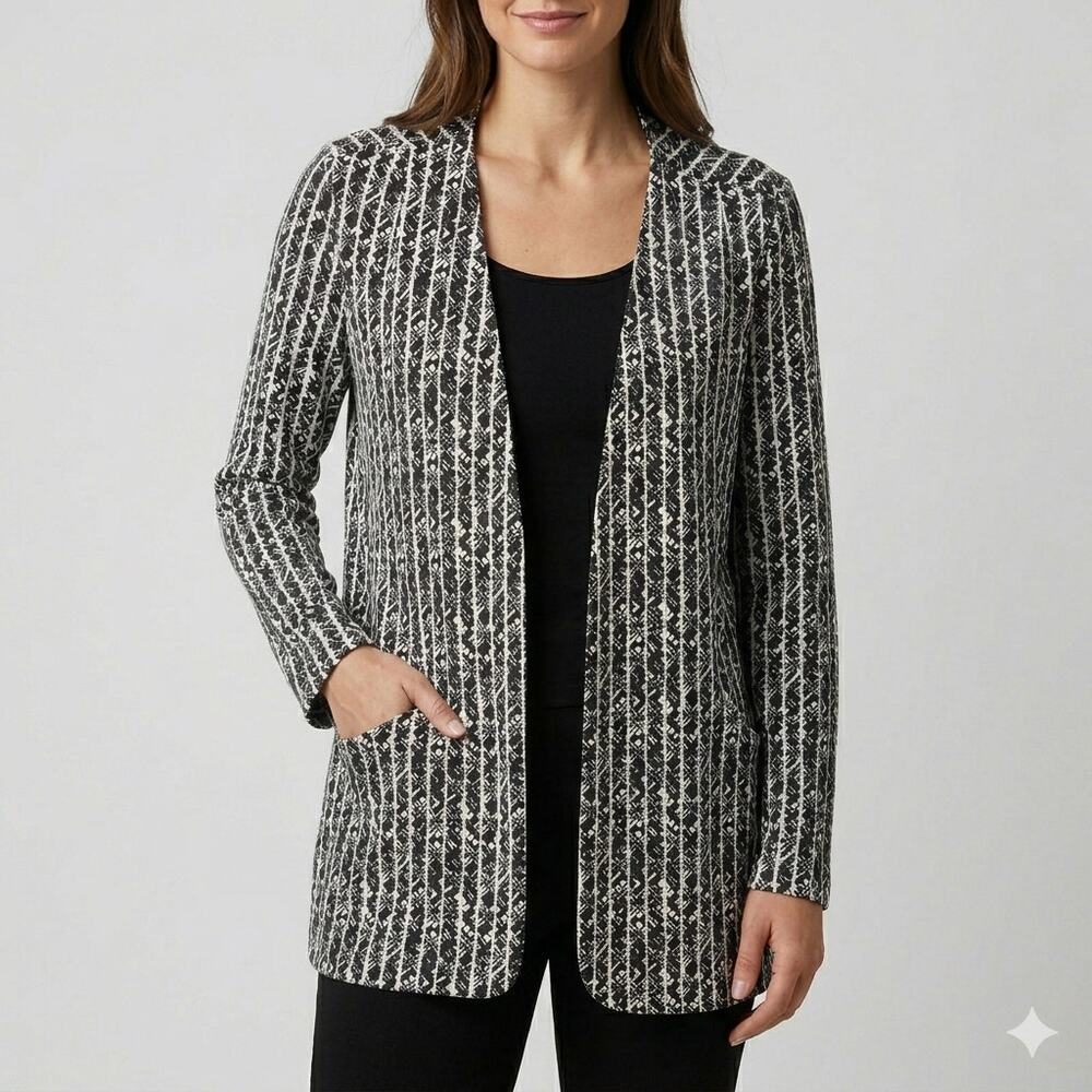 Robert Louis S Open Front Blazer Jacket Lightweight Soft Knit Stretch Pockets